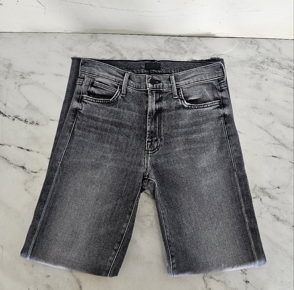 MOTHER The Rascal Ankle Fray High Rise Straight Leg Flare Gray Jeans 26 Preowned - Picture 5 of 11